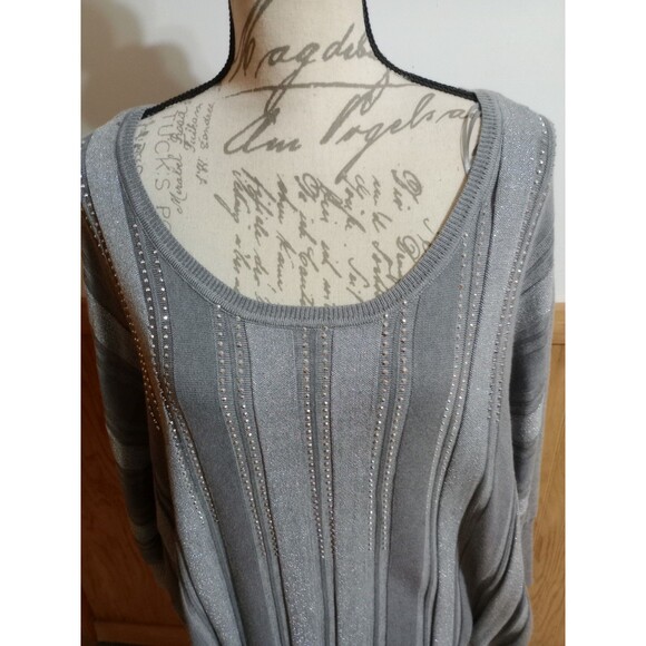 A Love Story Women's Sweater Plus Sz 3X 3/4 Sleeve Sparkle Ribbed Soft NWT - Picture 3 of 9